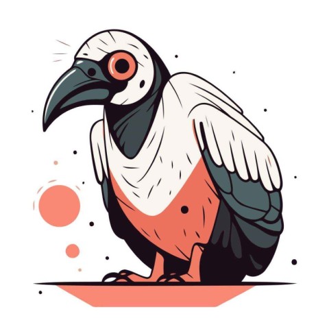 Vector illustration of a vulture on a white background. Cartoon