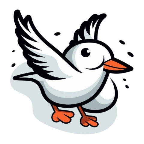 Illustration of a cute cartoon bird isolated on a white backgrou