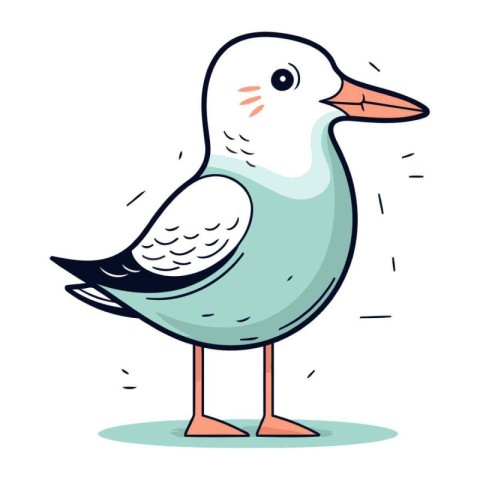 Seagull vector illustration. Cute cartoon seagull.