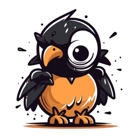 Cute cartoon crow. Vector illustration isolated on a white backg