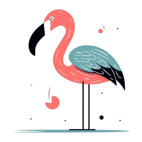 Flamingo. Vector illustration in flat style. Pink flamingo.