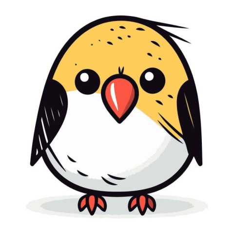 Cute little bird on a white background. Vector illustration in c