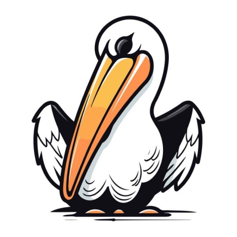 Pelican isolated on white background. Vector illustration in car