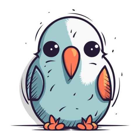 Cute blue parrot. Cartoon vector illustration isolated on white