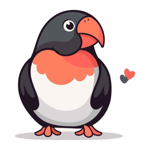 Penguin with a heart in its beak. Vector illustration.