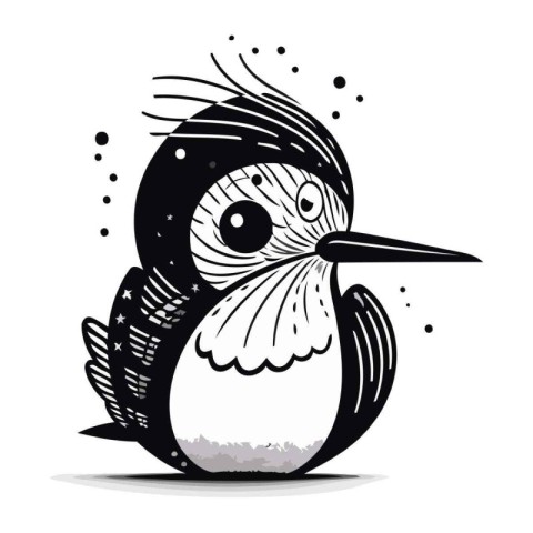 Cute cartoon penguin. Vector illustration isolated on white back