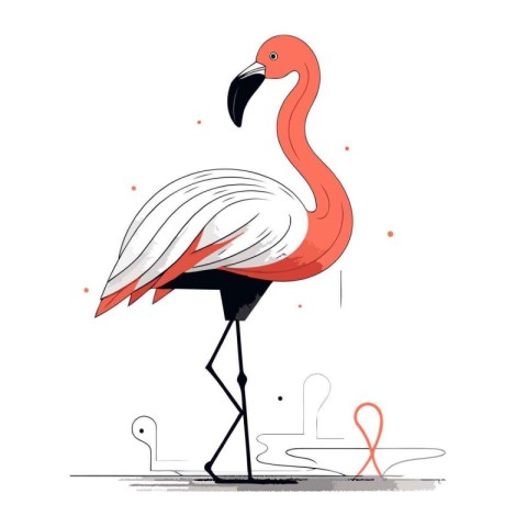 Flamingo. Vector illustration of a flamingo on a white backgroun