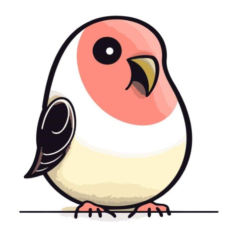 Illustration of a cute cartoon parrot on a white background.