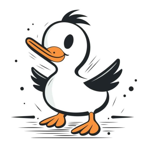 Vector illustration of a cute cartoon penguin on a white backgro