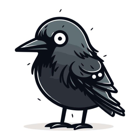 Cute crow cartoon vector illustration isolated on white backgrou