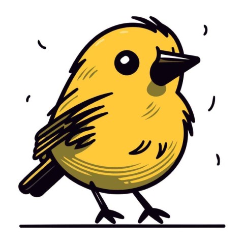 Vector illustration of a cute yellow bird. Isolated on white bac