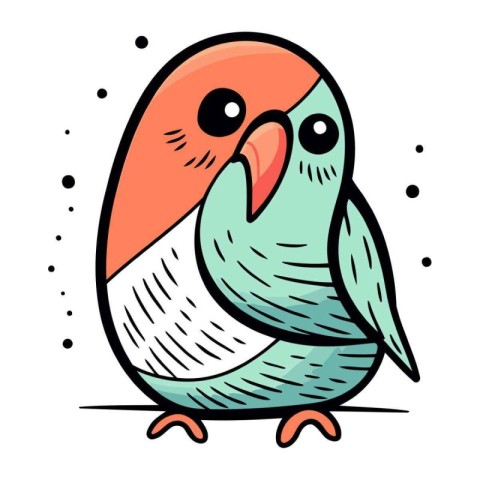 Cute cartoon parrot. Hand drawn vector illustration isolated on