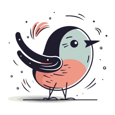 Vector illustration of cute little bird in cartoon style. Isolat