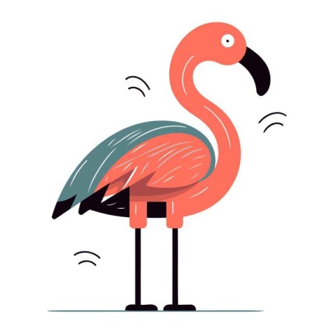 Flamingo vector illustration. Cute flamingo bird character.