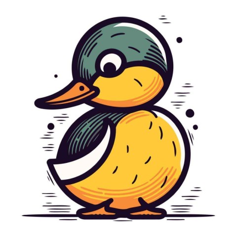 Cute cartoon duck. Vector illustration isolated on a white backg