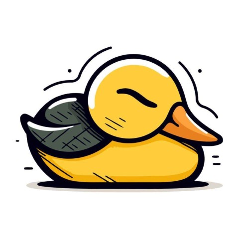 Cartoon duck icon. Vector illustration of cute yellow rubber duc