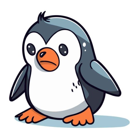 Cute penguin cartoon vector illustration on white background. Fu