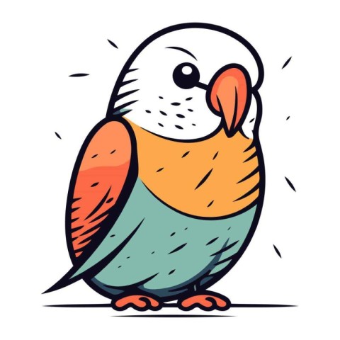 Vector illustration of a cute parrot. Hand drawn doodle style.