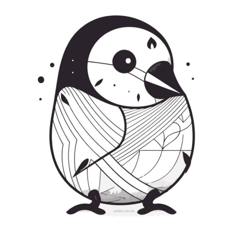 Cute penguin. Hand drawn vector illustration. Cartoon style.