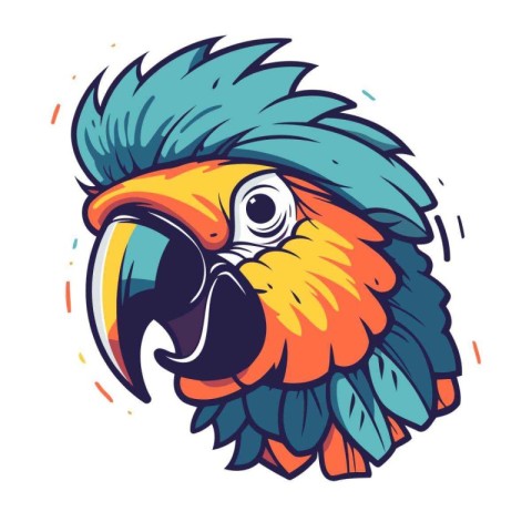 Parrot head mascot. Cartoon vector illustration isolated on whit