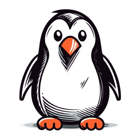 Penguin isolated on white background. Vector illustration of car