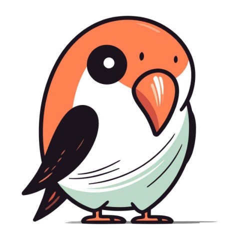 Cute cartoon bird. Vector illustration isolated on a white backg