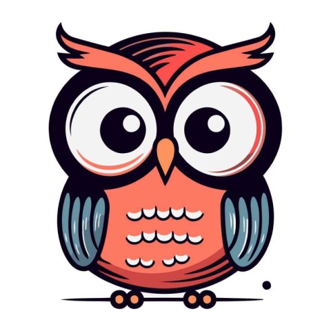 Cute owl isolated on white background. Vector illustration in fl