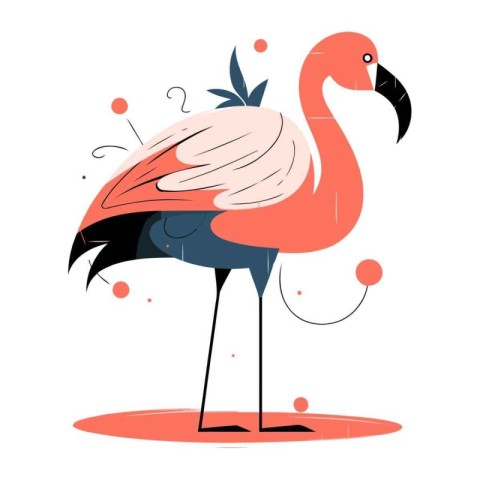 Flamingo vector illustration. Hand drawn doodle style.