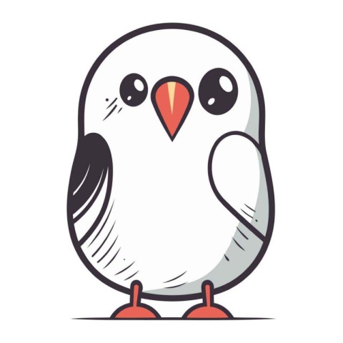 Cute cartoon bird character. Vector illustration isolated on whi