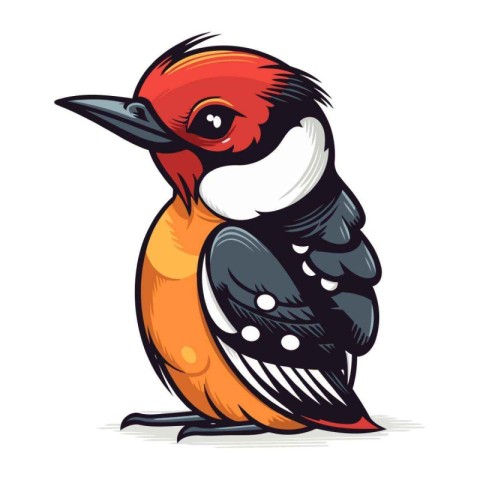 Vector illustration of a cute cartoon woodpecker isolated on whi