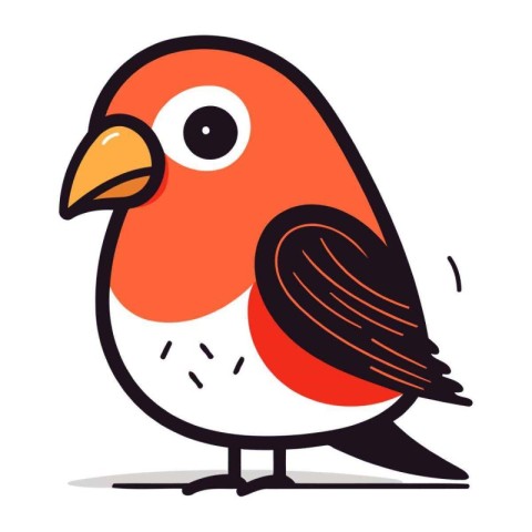 Bullfinch vector illustration. Cute cartoon bullfinch.