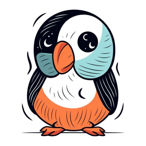 Cute cartoon penguin. Vector illustration on a white background.