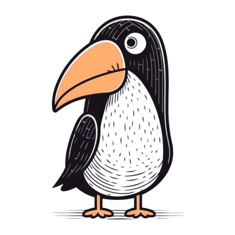 Cute cartoon penguin. Vector illustration isolated on white back