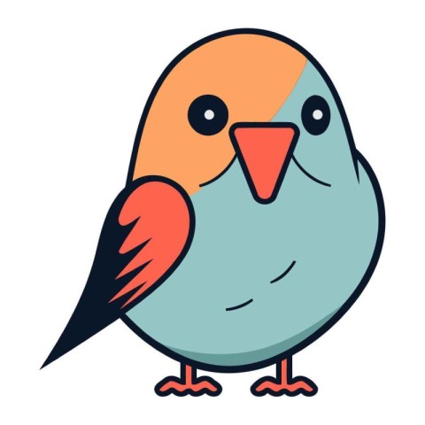 Cute cartoon bird. Vector illustration isolated on a white backg