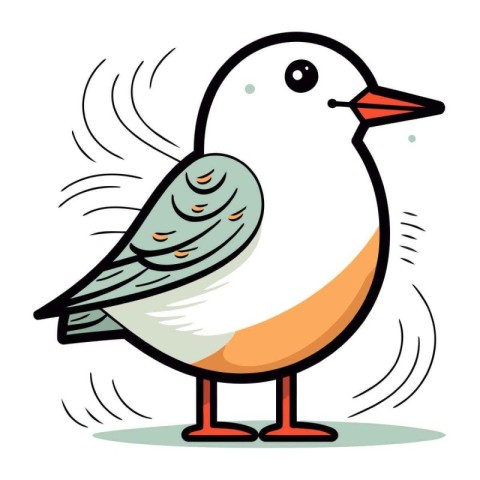 Vector illustration of a cute cartoon seagull on a white backgro