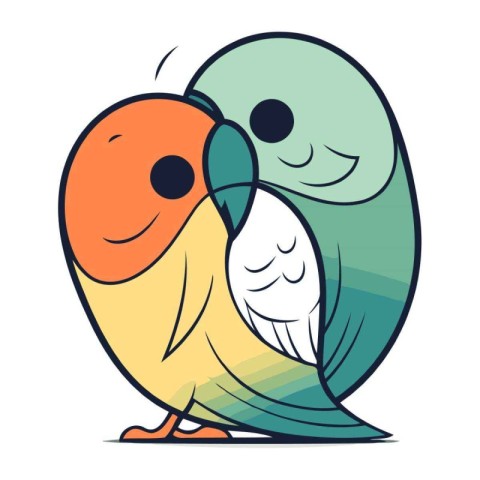 Cute cartoon doodle parakeet. Vector illustration.