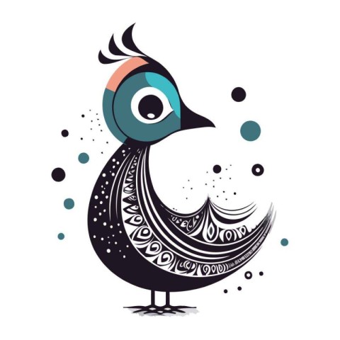 Vector illustration of a peacock on a white background with dots