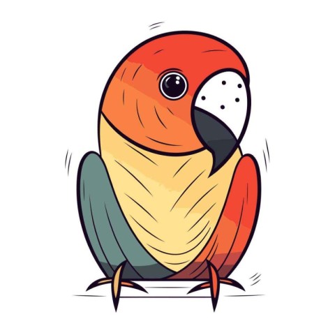 Cute cartoon parrot. Vector illustration isolated on white backg