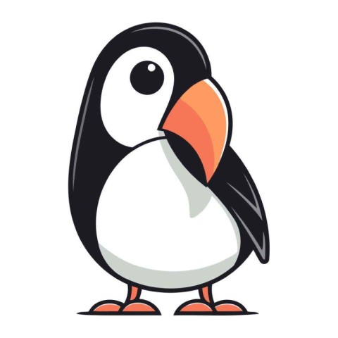 Cute penguin cartoon isolated on white background. Vector illust