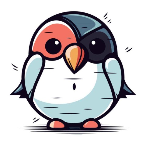 Vector illustration of cute cartoon penguin. Isolated on white b