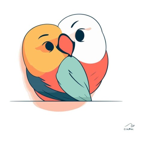 Cute parrots. Colorful vector illustration in flat style.