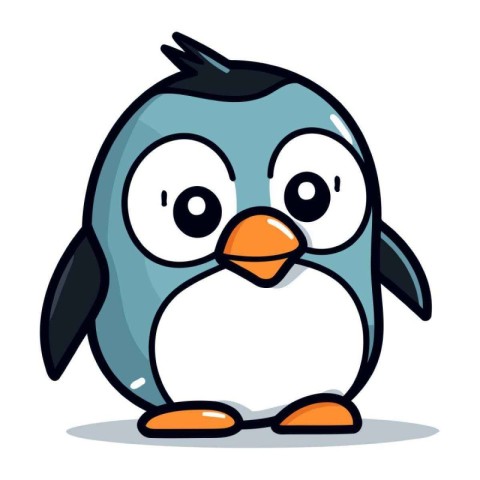 Cute penguin cartoon mascot vector illustration. Cute penguin ca