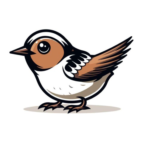 Vector illustration of a cute little bird. isolated on white bac