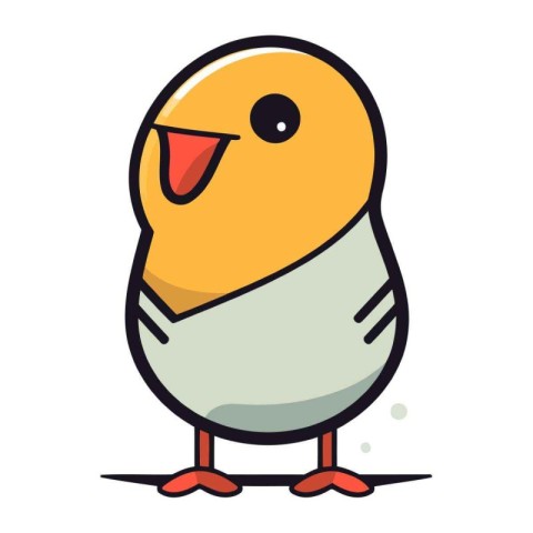 Cute little chicken on white background. Vector illustration in