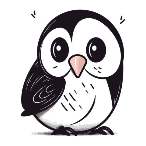 Cute cartoon penguin. Vector illustration isolated on white back