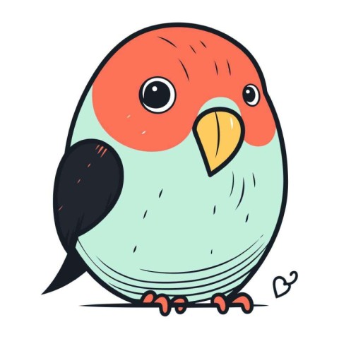 Illustration of a cute little parrot on a white background.