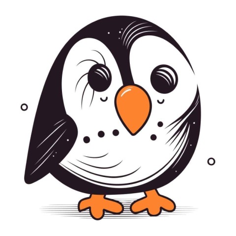 Cute cartoon penguin. Vector illustration isolated on white back