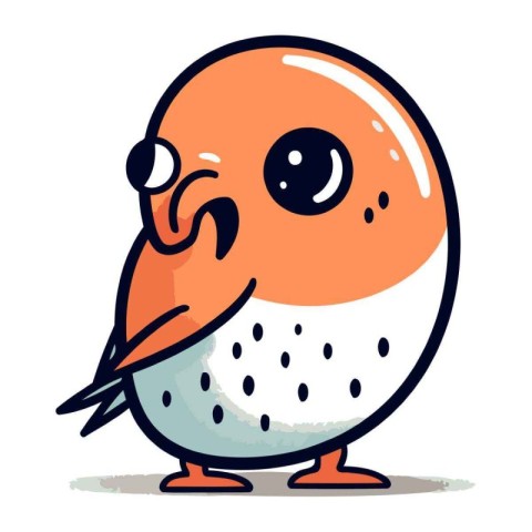 Cute cartoon bird on white background. Vector illustration in ha