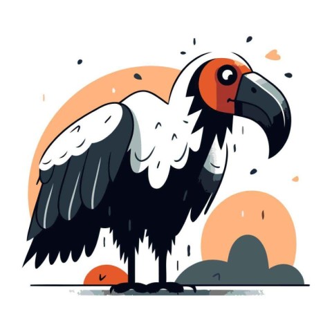 Vector illustration of a vulture on a white background. Cartoon