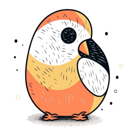 Cute cartoon parrot on white background. Hand drawn vector illus